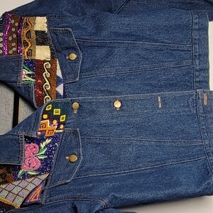Beautiful Vintage KK 88 Designs Embroidered Denim Jacket with Colorful Patterns